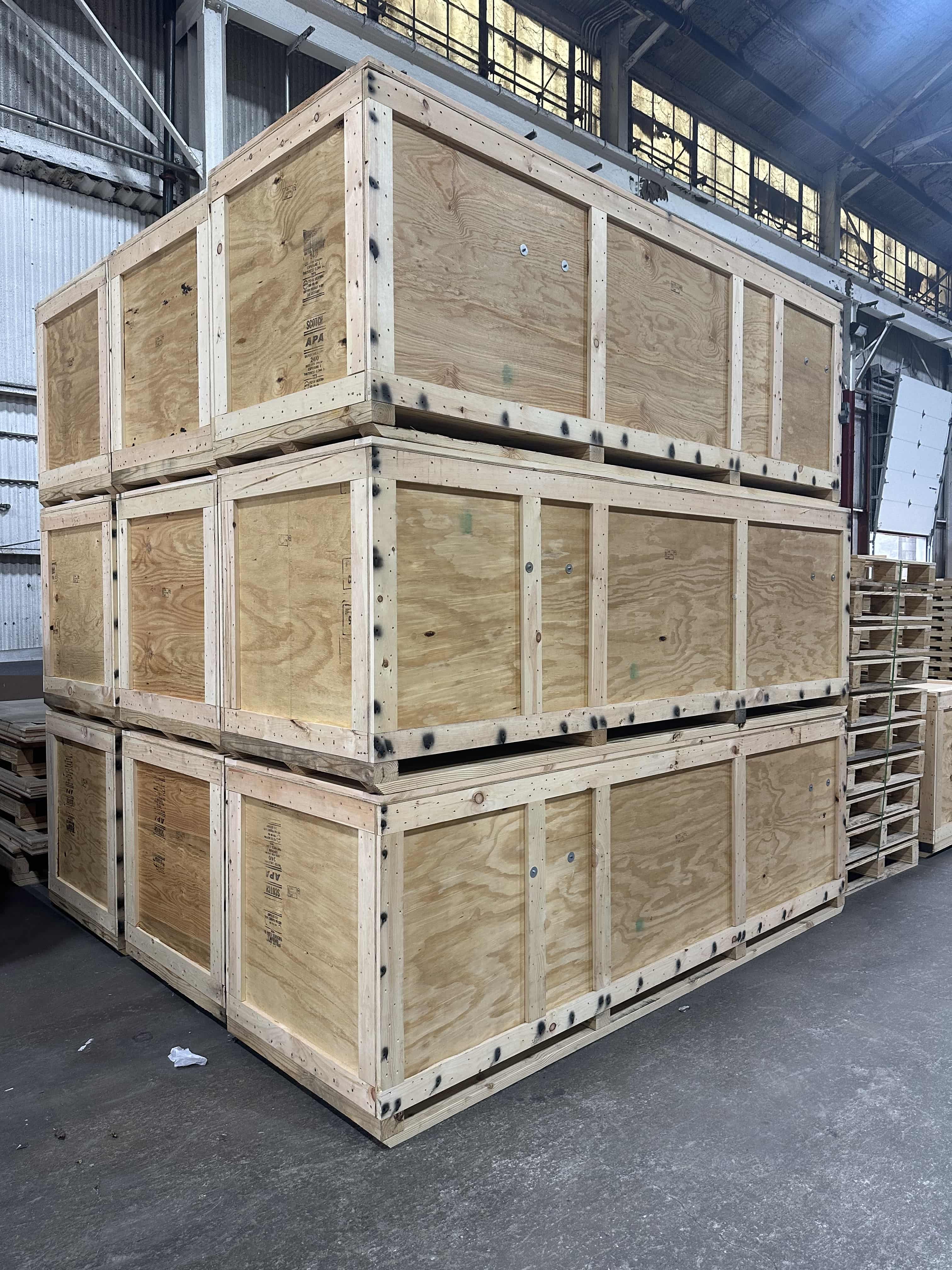 Worker building custom wood crate